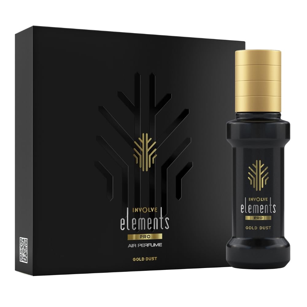 Involve Elements Pro Gold Dust luxury car air perfume spray designed for car interior freshness with premium long lasting fragrance and relaxing aroma effect