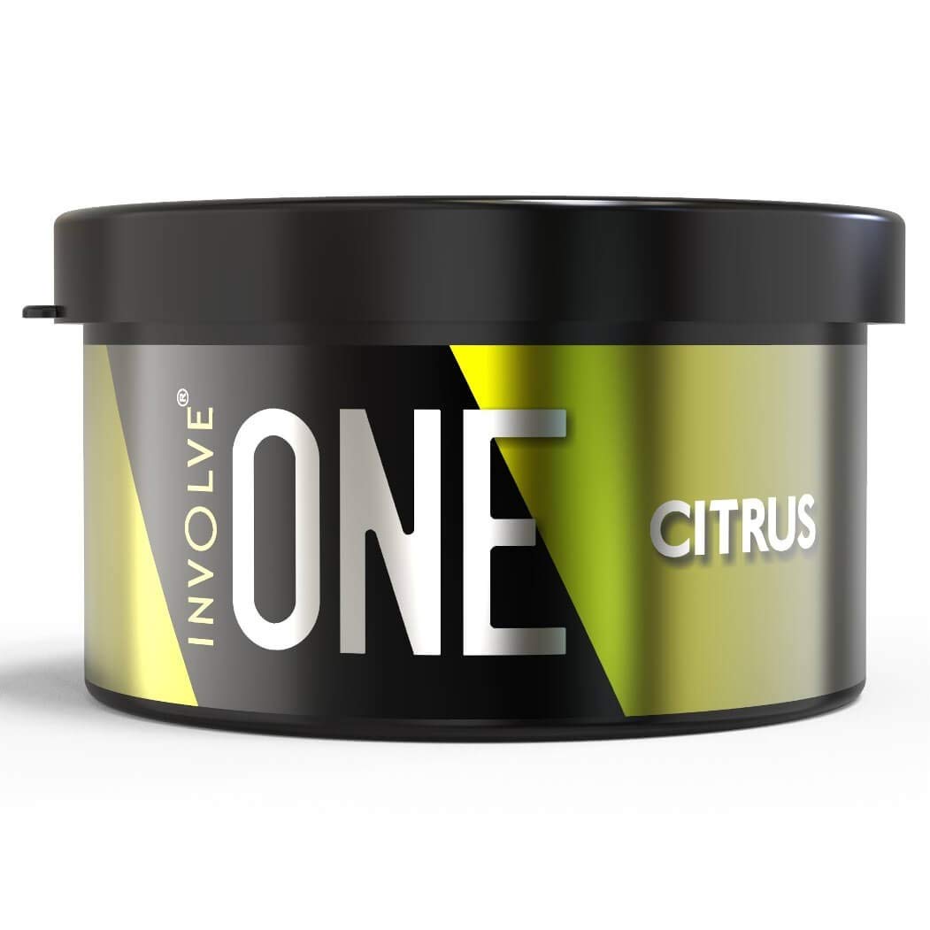 Involve Your Senses One Citrus car perfume strong fiber air freshener providing fresh citrus fragrance and long lasting aroma for car interior freshness and comfort