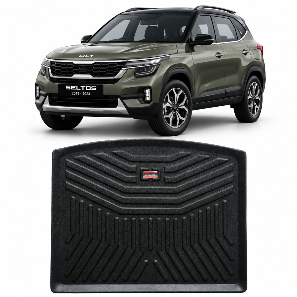 Techo X-Treme Custom Fit TPE Trunk Mat for Kia Seltos 2019-2023 | Tray Design | Raised Edges | Waterproof | All-Weather Boot Protection
