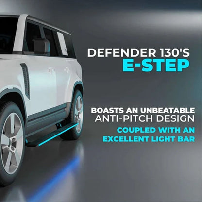 Land Rover Defender 130, 2020+ Electric Side Step with RGB Lights & App Control | 300KG Load Capacity | Automatic Opening | 1.5 Second Extension | ADC-12 Aluminium Alloy Body | 2 Years Warranty
