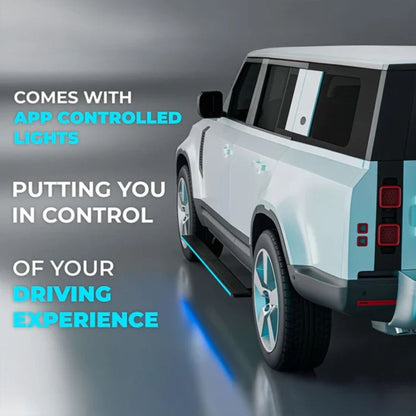 Land Rover Defender 130, 2020+ Electric Side Step with RGB Lights & App Control | 300KG Load Capacity | Automatic Opening | 1.5 Second Extension | ADC-12 Aluminium Alloy Body | 2 Years Warranty