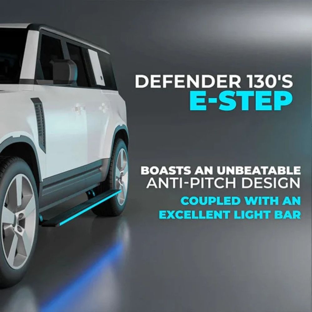 Land Rover Defender 130, 2020+ Electric Side Step with RGB Lights & App Control | 300KG Load Capacity | Automatic Opening | 1.5 Second Extension | ADC-12 Aluminium Alloy Body | 2 Years Warranty