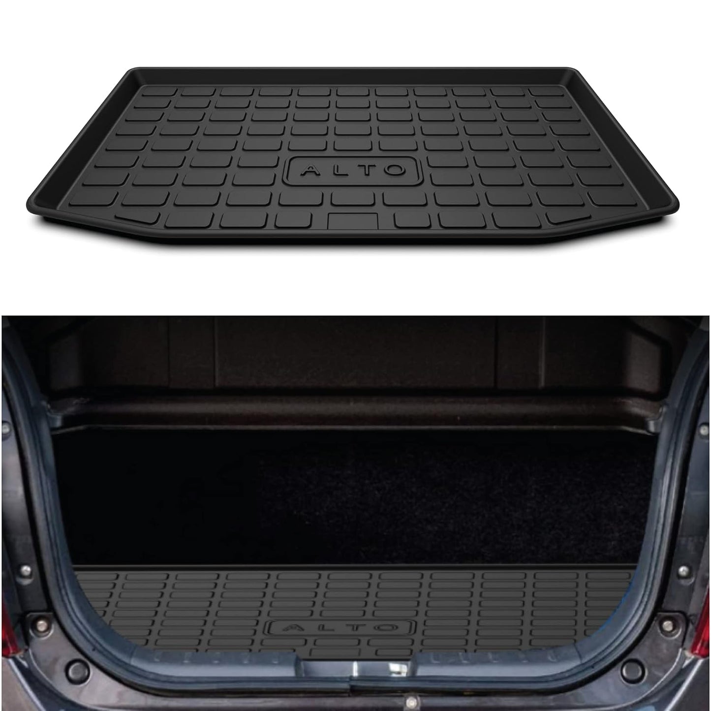 GFX Car Trunk Boot Mat for Maruti Suzuki Alto K10 2014–2021 – Waterproof | Anti-Slip | All-Weather Protection | Sleek Black