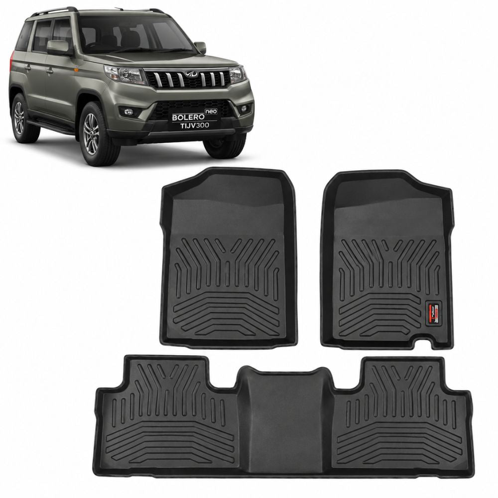 Techo X-Treme TPE Car Floor Mats for Mahindra Bolero Neo TUV300 | 2.5mm Tray Design | Set of 3 | OEM Fit
