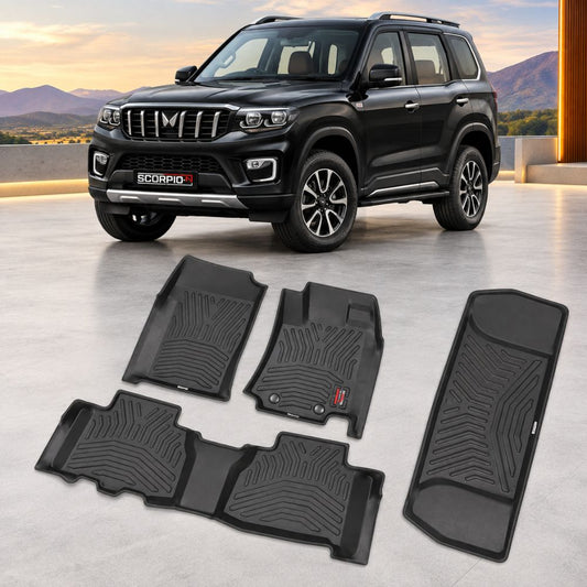 Techo X-Treme TPE Car Floor Mats for Mahindra Scorpio N Automatic 2022+ | 2.5mm Tray Design | Set of 4 | OEM Fit
