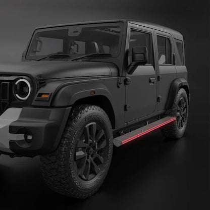 Mahindra Thar ROXX Electric Side Step with RGB Streamer Lights & App Control | 300KG Load Capacity | Automatic Opening | 1.5 Second Extension | ADC-12 Aluminium Alloy Body | 2 Years Warranty