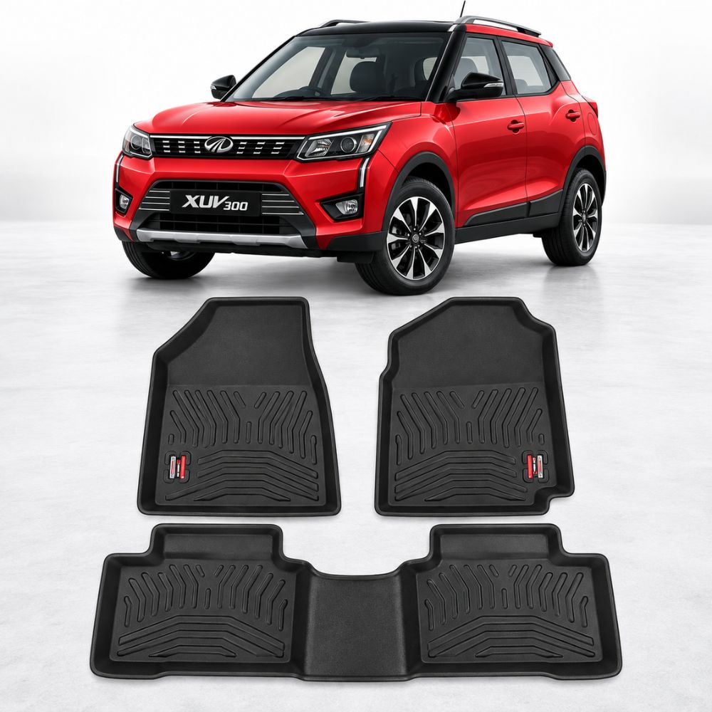 Techo X-Treme TPE Car Floor Mats for Mahindra XUV300 2019+ | 2.5mm Tray Design | Set of 3 | OEM Fit

