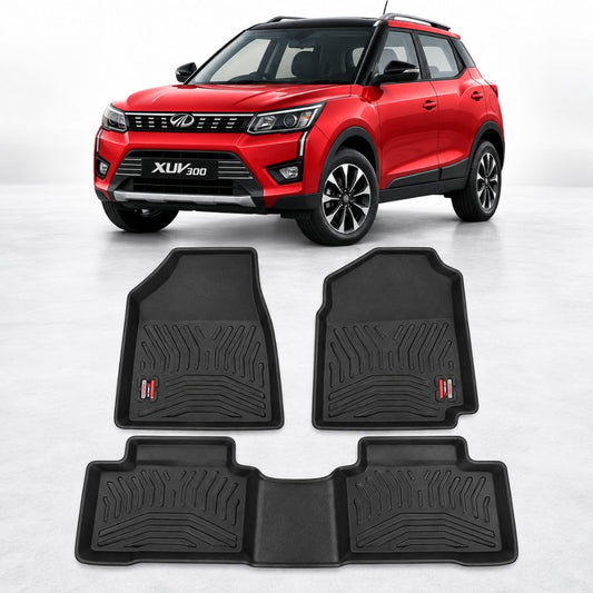 Techo X-Treme TPE Car Floor Mats for Mahindra XUV300 2019+ | 2.5mm Tray Design | Set of 3 | OEM Fit
