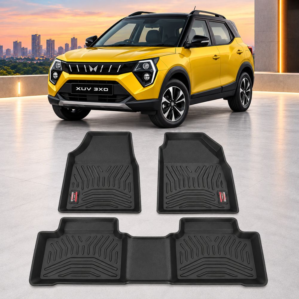 Techo X-Treme TPE Car Floor Mats for Mahindra XUV 3XO 2024+ Automatic | 2.5mm Tray Design | Set of 3 | OEM Fit
