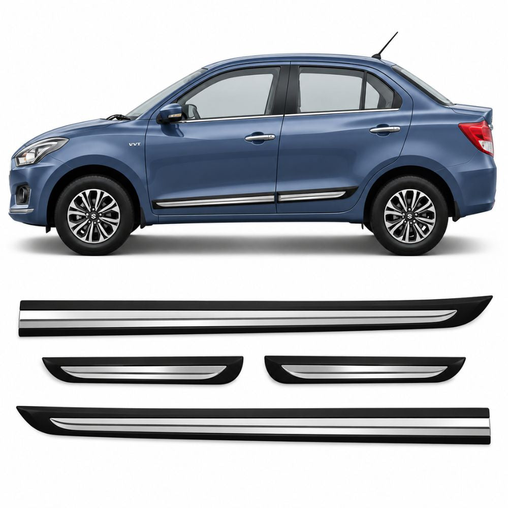 Techo Chrome Door Beading for Maruti Dzire 2017-2023 | ABS Construction | Set of 4 | OEM Design
