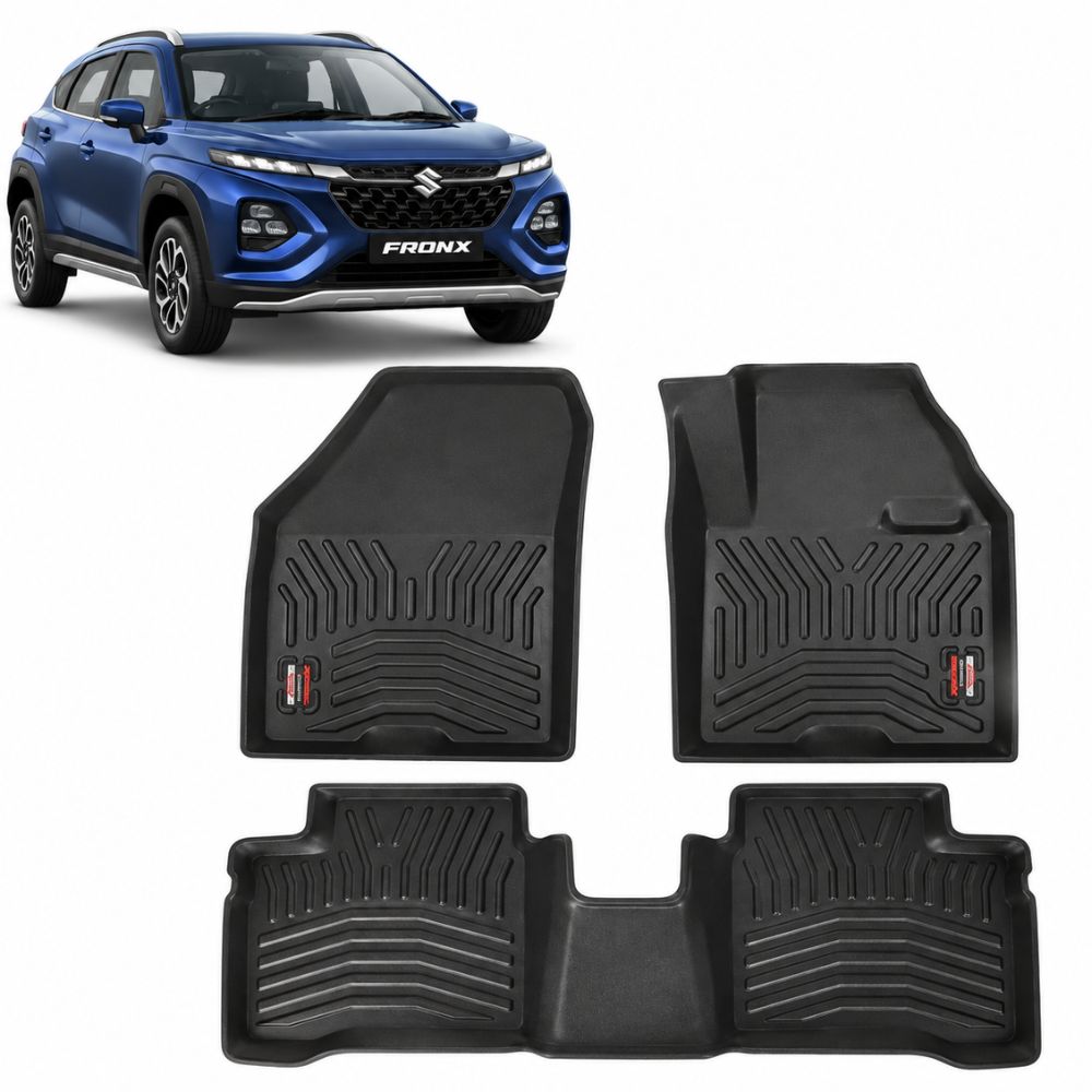 Techo X-Treme TPE Car Floor Mats for Maruti Fronx 2023+ | 2.5mm Tray Design | Set of 3 | OEM Fit
