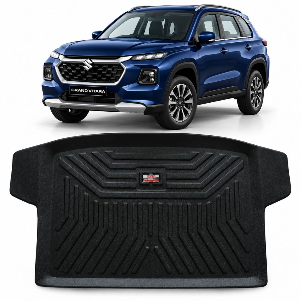 Techo X-treme Custom Fit TPE Trunk Mat for Maruti Grand Vitara 2022 Onwards | Tray Design | Raised Edges | Waterproof | All-Weather Boot Protection
