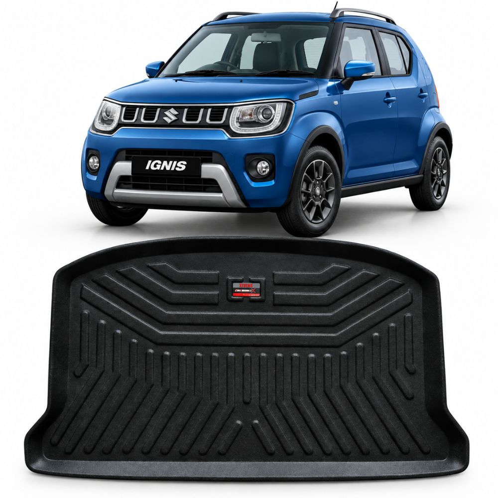 Techo X-treme Custom Fit TPE Trunk Mat for Maruti Ignis 2016 Onwards | Tray Design | Raised Edges | Waterproof | All-Weather Boot Protection
