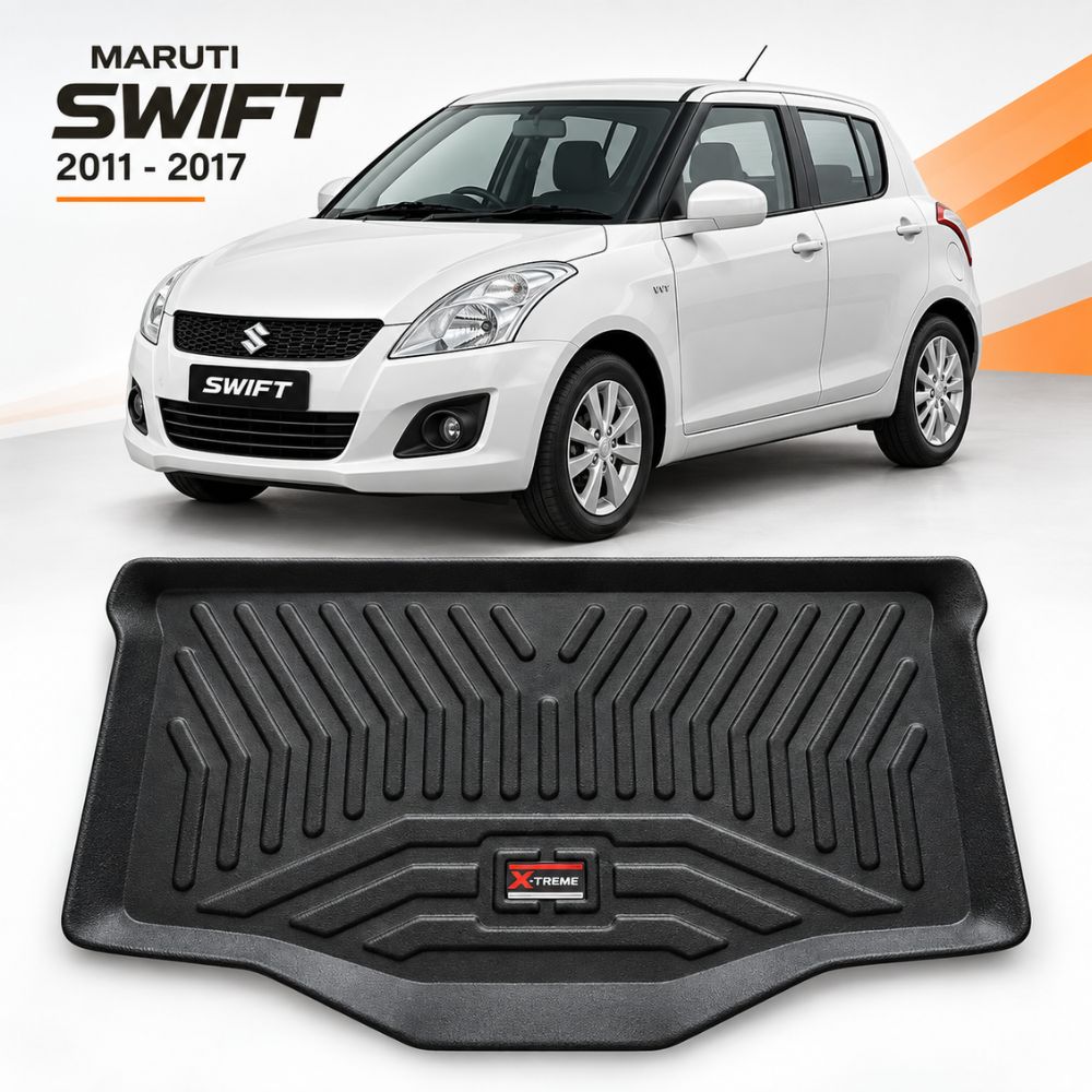 Techo X-Treme Custom Fit TPE Trunk Mat for Maruti Swift 2011-2017 | Tray Design | Raised Edges | Waterproof | All-Weather Boot Protection
