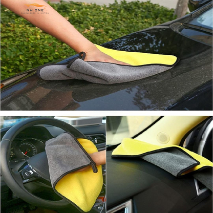 NH ONE Microfiber Cloth 40x40 cm 800 GSM Thick Lint & Streak-Free Multipurpose Cloths Automotive Microfiber Towels for Car Bike Cleaning Washing (Pack of 1 800 GSM)