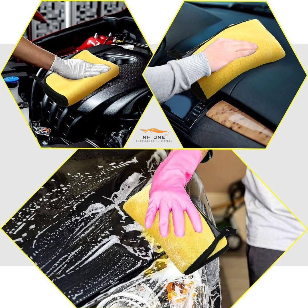 NH ONE Microfiber Cloth 40x40 cm 800 GSM Thick Lint & Streak-Free Multipurpose Cloths Automotive Microfiber Towels for Car Bike Cleaning Washing (Pack of 1 800 GSM)