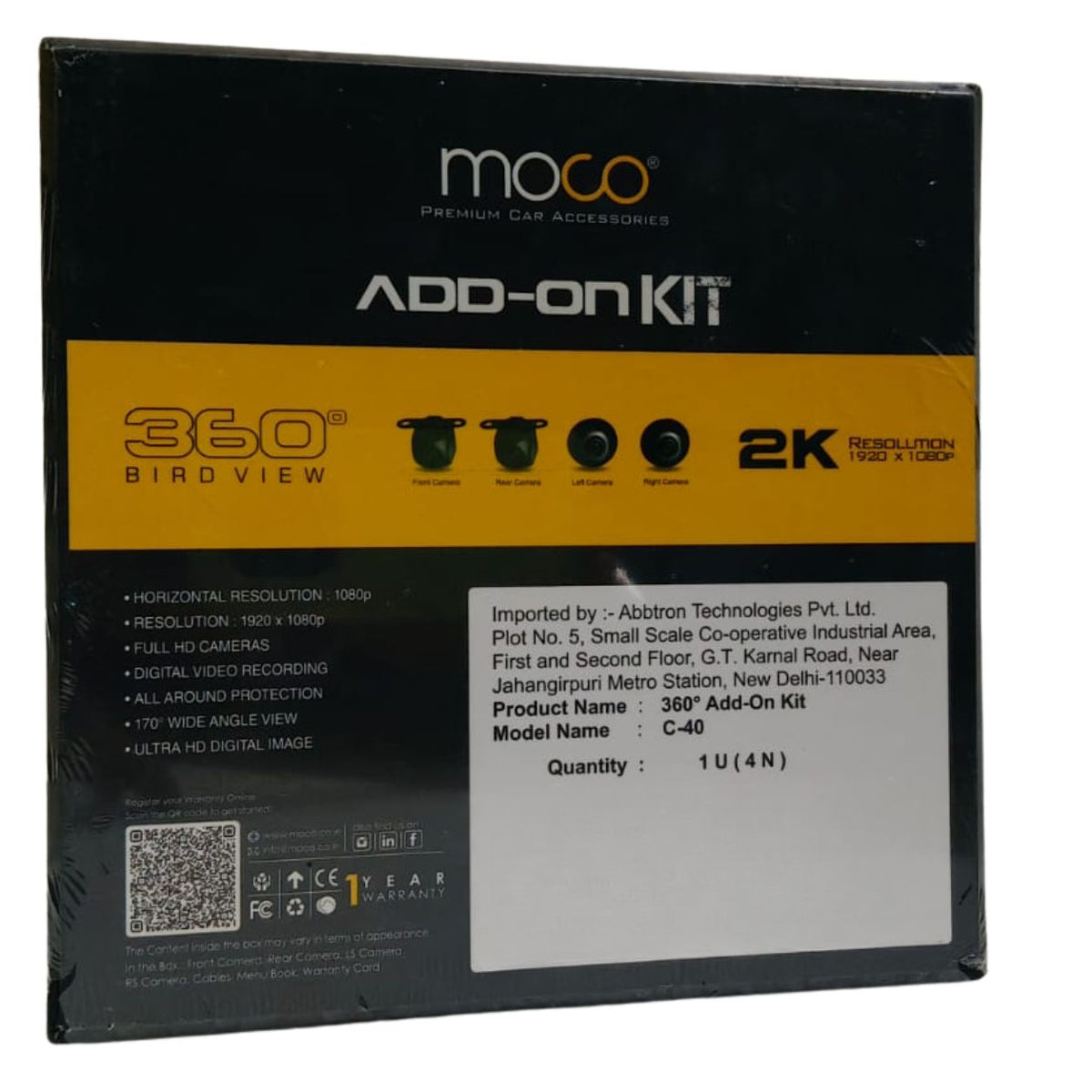 Moco C-40 360° Bird View 4-Camera Add-On Kit for Android Player | Full HD 1080p | CCD Lens | 170° Wide Angle | Night Vision