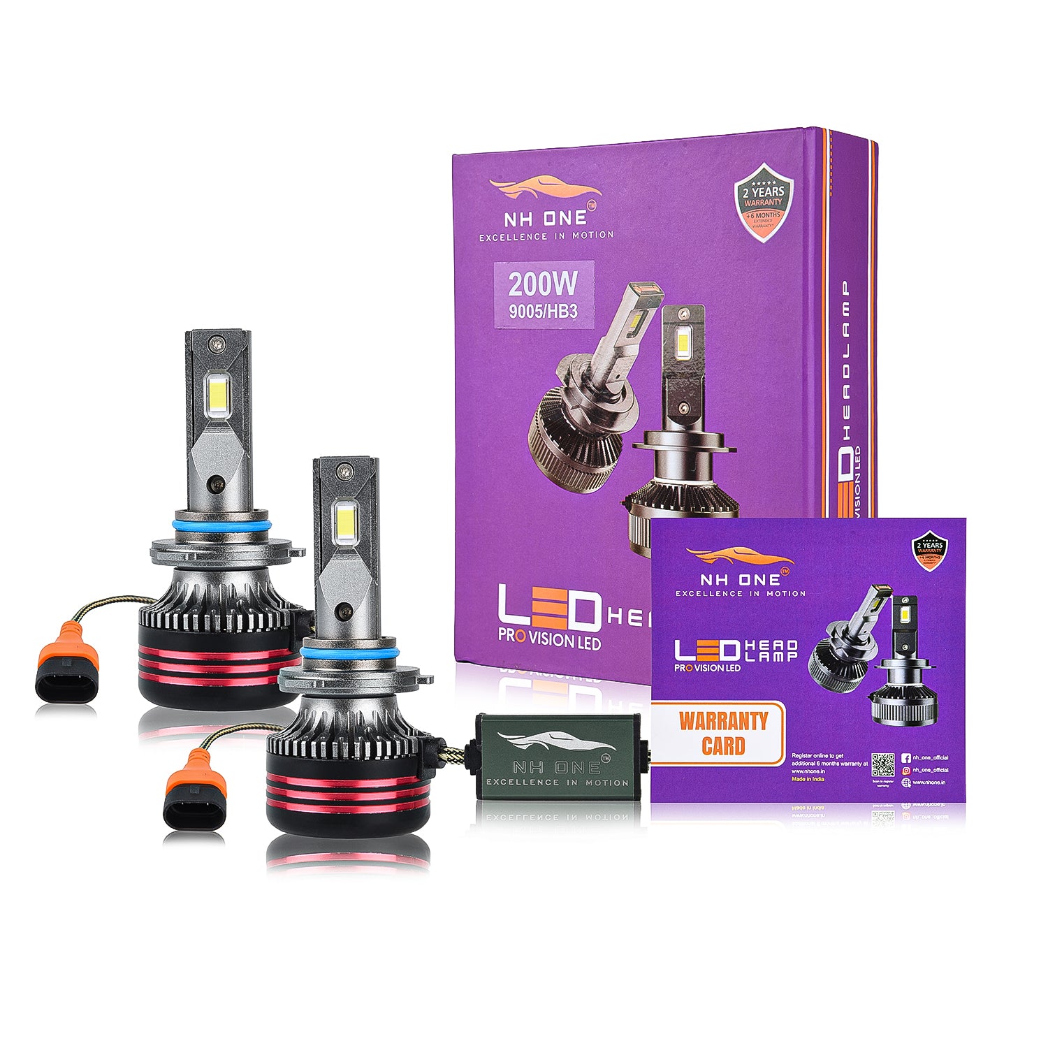NH ONE 200W Pro Vision 9005 HB3 LED Headlight Bulb High Power Kit