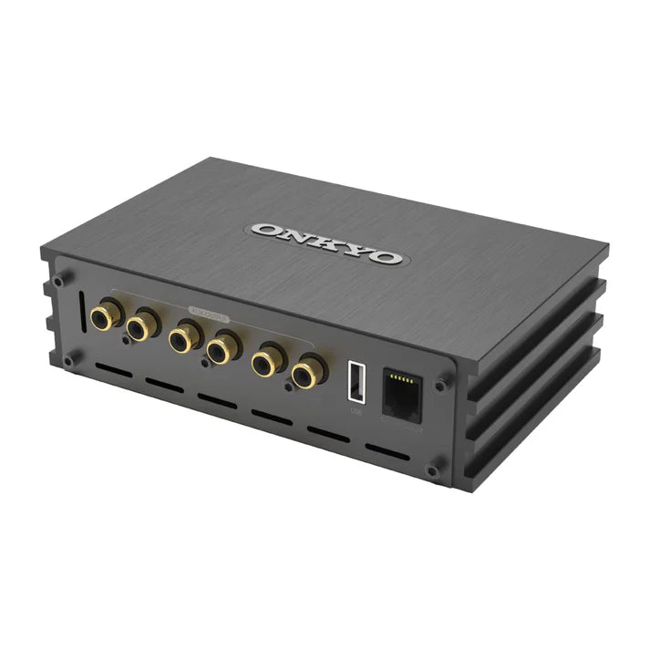 Onkyo R-MS10 6-Channel DSP Car Amplifier with Bluetooth Connectivity and 15-Band Equalizer.