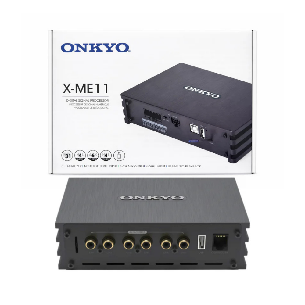 Onkyo X-ME11 Car DSP Amplifier with 4x50W Output and Integrated Digital Sound Processor.