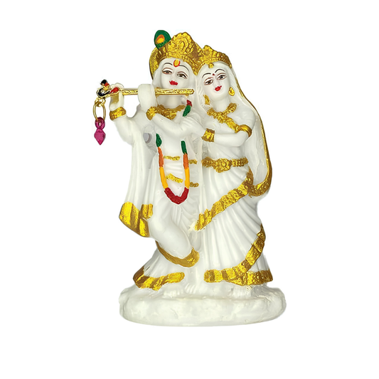 Radha Krishna Statue with Antique Golden Lining for Car Dashboard | Premium Spiritual Dashboard Idol