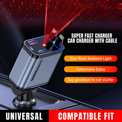 NH ONE 4-in-1 Fast Car Charger, 100W Max Output with Starlight Projector