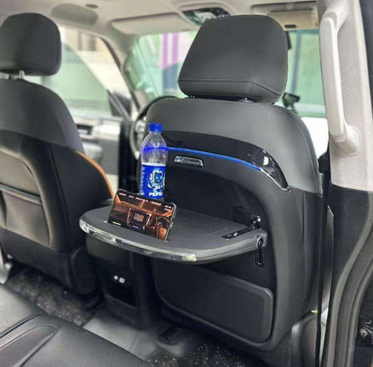 Premium Rear Seat Organiser with Food Tray, Ambient Light & Wireless Charger (Set of 2) (Black)