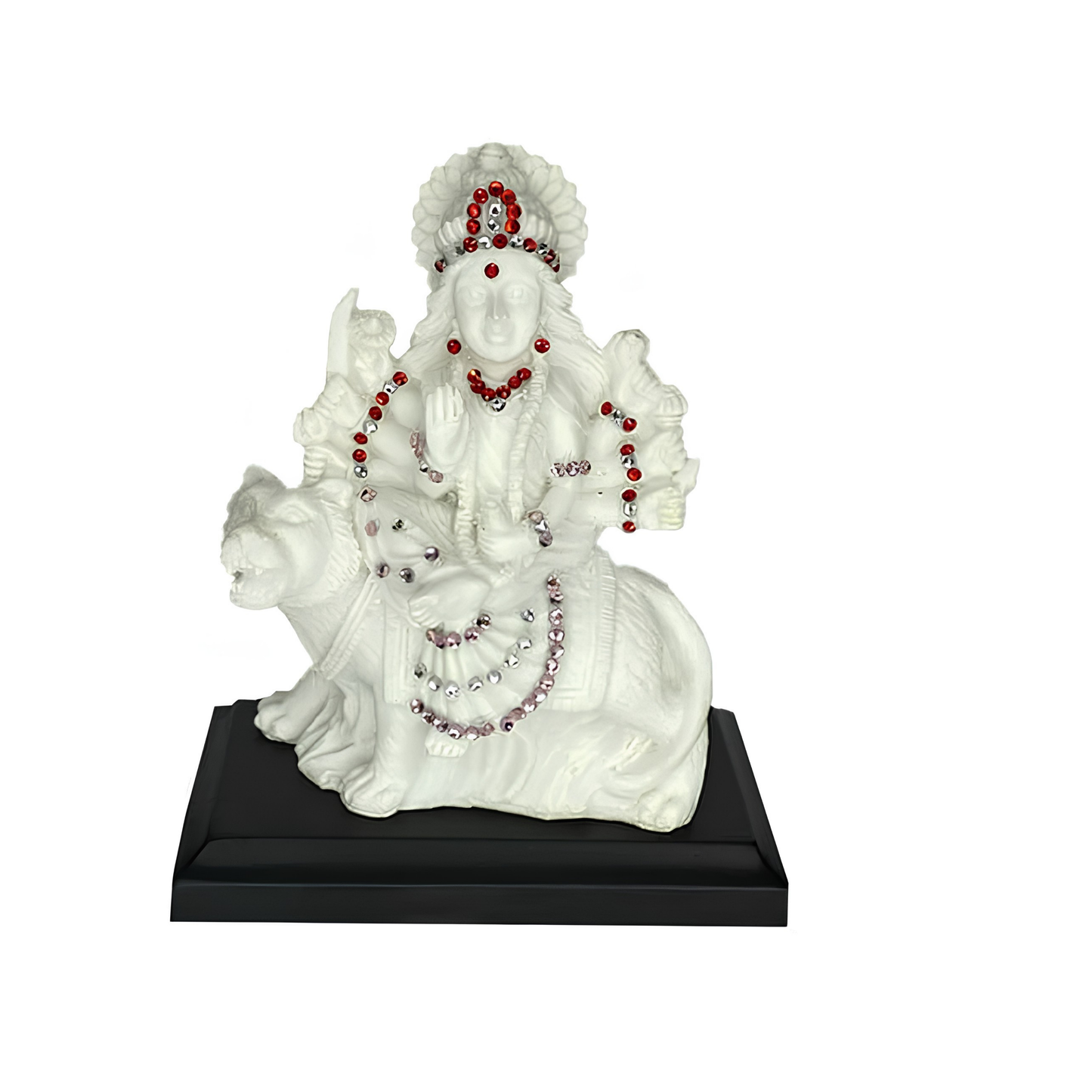 Sherawali Mata Idol with String of Pearls for Car Dashboard