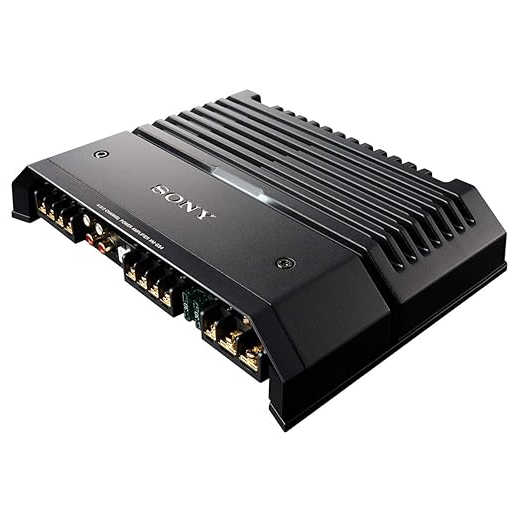Sony XM-GS4 Multi-Channel Car Amplifier in Black with High-Resolution Audio Support.