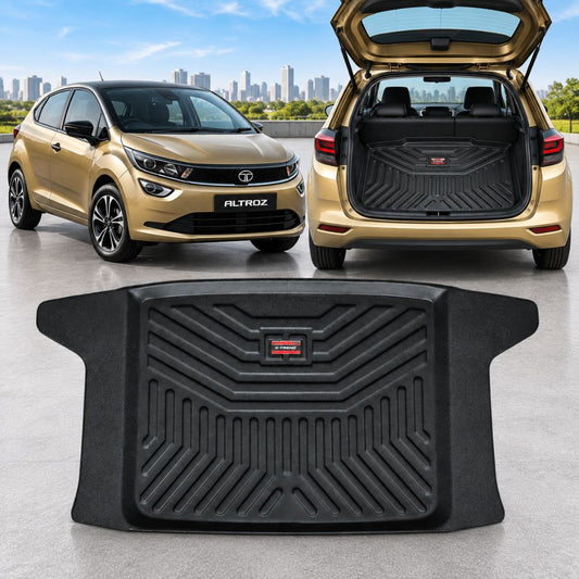 Techo X-treme Custom Fit TPE Trunk Mat for Tata Altroz 2020 Onwards | 2.5mm | Black | Raised Grooves | OEM Fit | Waterproof Boot Protection
