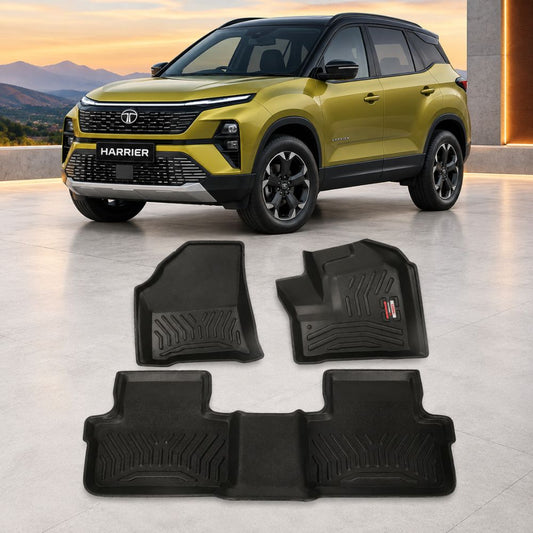 Techo X-Treme TPE Car Floor Mats for Tata Harrier 2023+ Automatic | 2.5mm Tray Design | Set of 3 | OEM Fit

