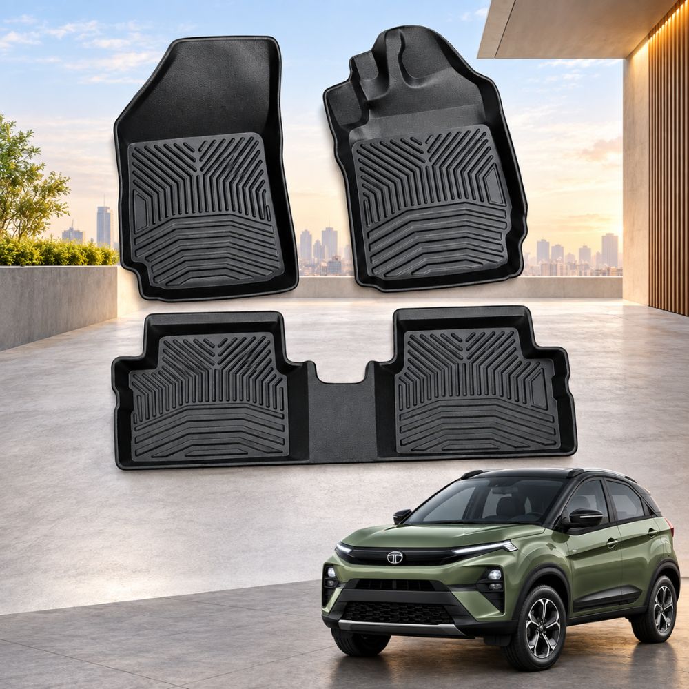 Techo X-Treme TPE Car Floor Mats for Tata Nexon 2020+ | 2.5mm Tray Design | Set of 3 | OEM Fit
