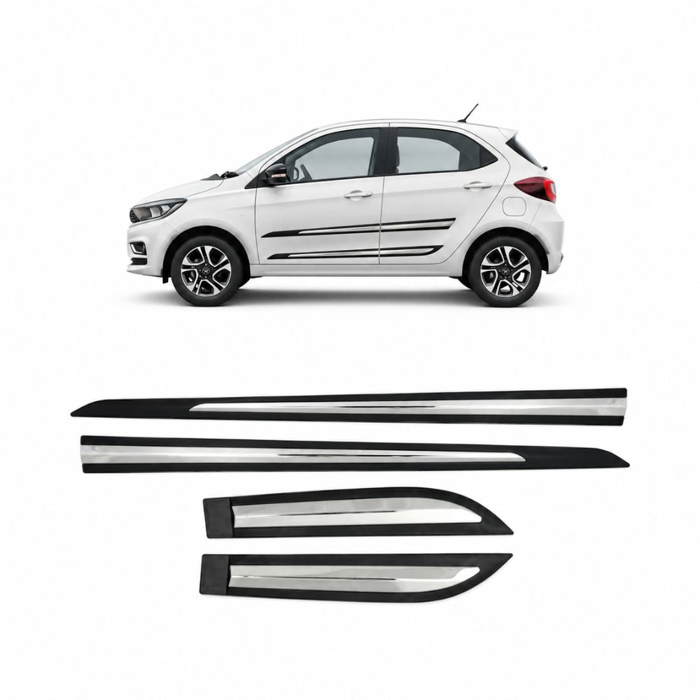 Techo Black Door Beading Tata Tiago 2020+ with Chrome Set of 4
