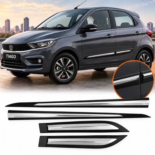 Techo Black Door Beading Tata Tiago 2020+ with Chrome Set of 4
