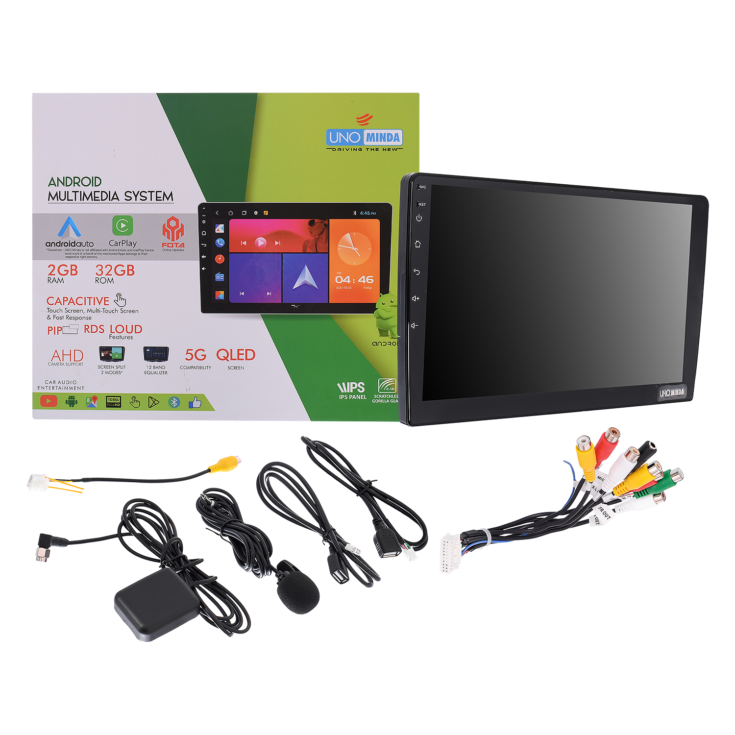 UNO Minda 9 inch QLED Android player with 5G hotspot support wireless CarPlay screen split and AHD camera input