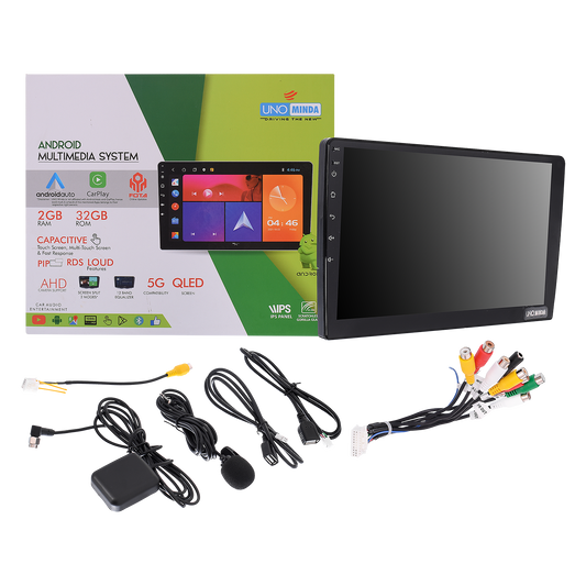 UNO Minda 9 inch QLED Android player with 5G hotspot support wireless CarPlay screen split and AHD camera input