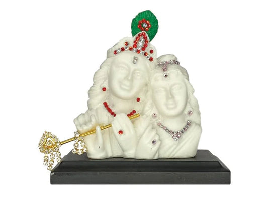 Radha Krishna Statue in White Color for Car Dashboard | Premium Spiritual Dashboard Idol