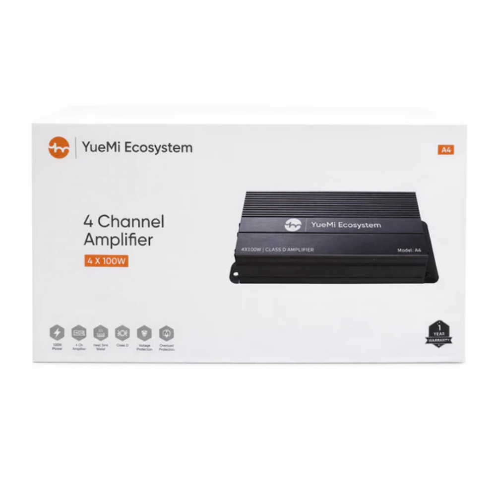 Yuemi A4 4CH Class D Amplifier (4×100W) – Premium Car Audio Power