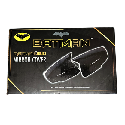 Batman Style Car Mirror Cover | Compatible with Volkswagen Virtus, Taigun, Skoda Slavia & Kushaq | Gloss Black | Set of 2