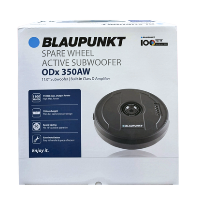 Blaupunkt ODx 350AW Active Spare Wheel Subwoofer | 11" Powered Subwoofer with Built-in Class D Amplifier | 1100W Peak Power