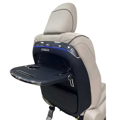 Premium Rear Seat Organiser with Food Tray, Ambient Light & Wireless Charger (Set of 2) (Black)