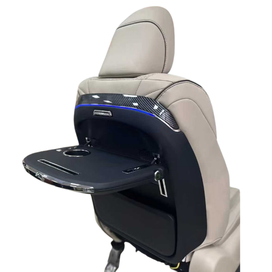 Premium Rear Seat Organiser with Food Tray, Ambient Light & Wireless Charger (Set of 2) (Black)