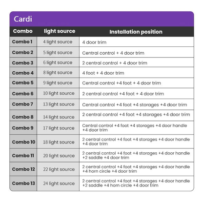 CARDI K4 | Interior Ambient Lighting Kit | 22-in-1 | App & Remote Control | Universal Fit