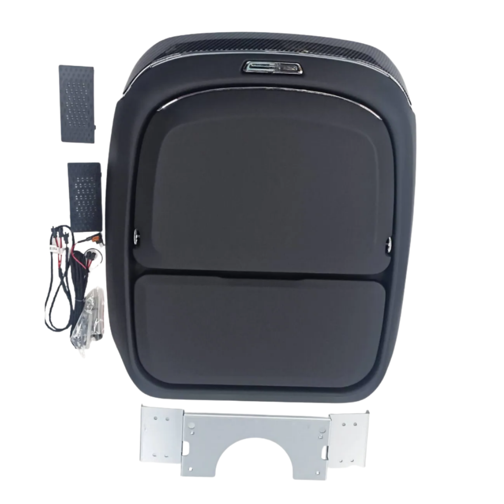 Premium Rear Seat Organiser with Food Tray, Ambient Light & Wireless Charger (Set of 2) (Black)