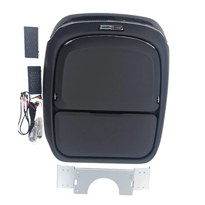 Premium Rear Seat Organiser with Food Tray, Ambient Light & Wireless Charger (Set of 2) (Black)