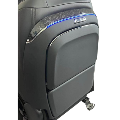 Premium Rear Seat Organiser with Food Tray, Ambient Light & Wireless Charger (Set of 2) (Black)