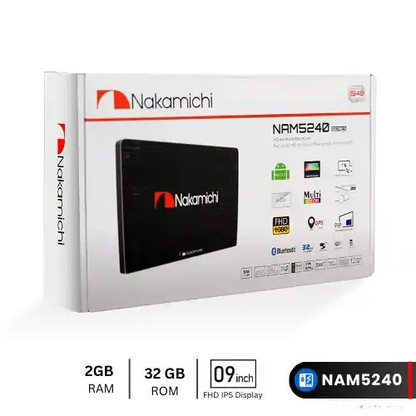 Nakamichi NAM5240T-A9Z – 9" Android Car Stereo | 2GB RAM + 32GB Storage | Wireless Apple CarPlay & Android Auto (Zlink)