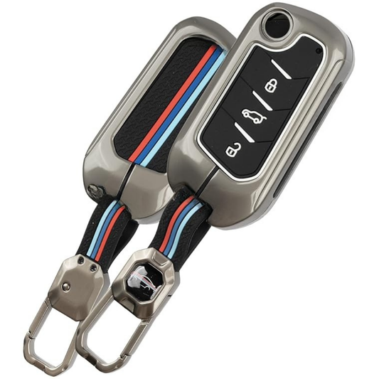 Metal Key Cover Compatible with Mahindra Scorpio N | 3XO | XUV 300 | Marazzo | XUV 700 | XUV 400 ev | Bolero | Thar Roxx 3 Button Flip Key