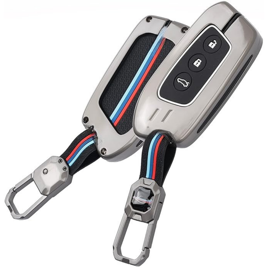 Metal Car Key Cover Compatible for MG Hector | Windsor EV 3 Button Smart Key