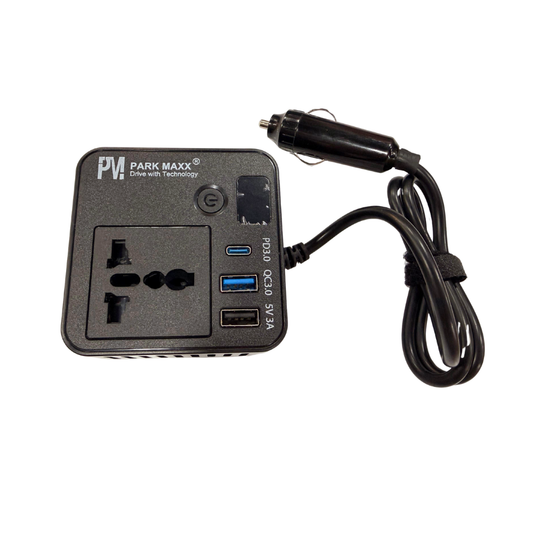 Park Maxx PM-CI-381 220W Car Inverter – DC 12V to AC 220V | Fast Charging with PD & QC 3.0